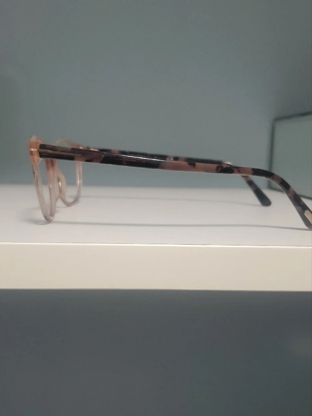 Tom Ford Women's Translucent PeachTone/Tortoise Rectangle Glasses